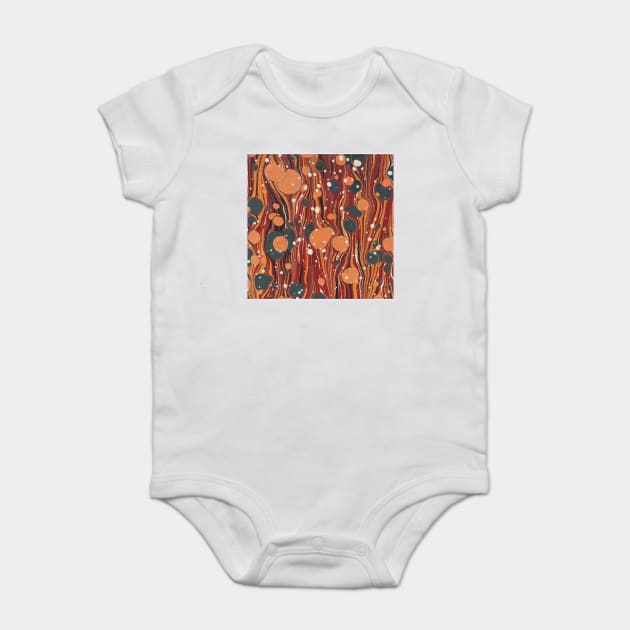 Vintage River's Dream  Brown Yellow Orange Abstract Marble Art Baby Bodysuit by Darksavage